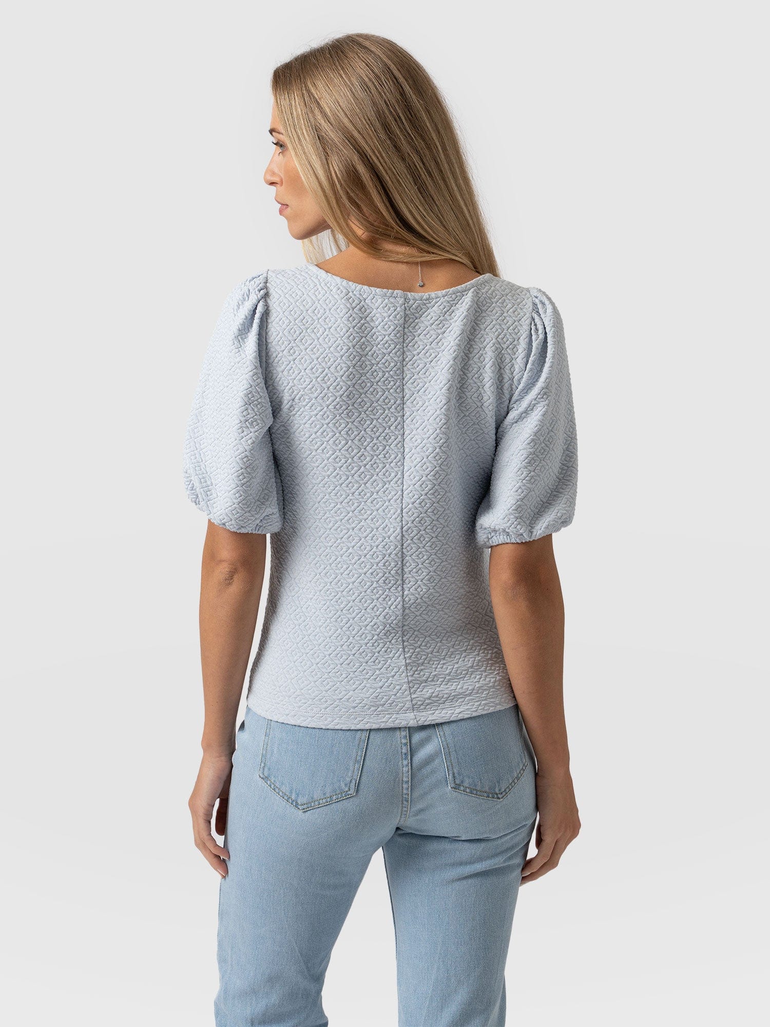 Olivia Puff Sleeve Tee - Pale Blue